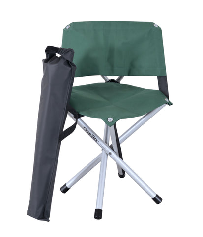 Chair / Jumbo Stool Bag: Water resistant black fabric with roll down closure.